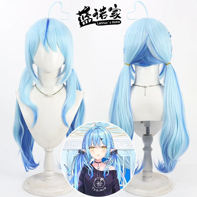 

Yukihana Lamy Cosplay Wigs Virtual YouTuber Yukihana Lamy 70cm Long Wavy Mixed Blue Wig Synthetic Hair Heat Resistant