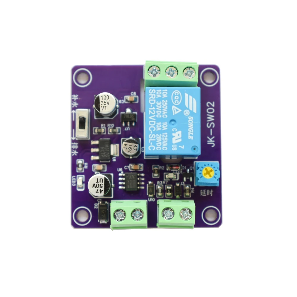 Single Channel Liquid Level Probe Relay Module DC12‑24V Water Level Controller Adjustable Dela for Water Tank Pump Control
