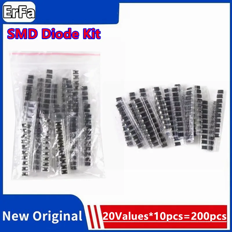 20 Values*10pcs SMD Diode Kit  SS110 SS220 SS210 SS310 SS510 SS16 SS26 SS34 SS36 ES1J ES1D M7 M4 US1M SMA Electronic Kits Set