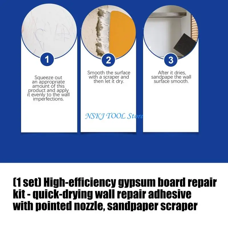 

L8RC Easy To Use Wall Mender Fast Setting Pastes Sandpaper And Applicator for Hole