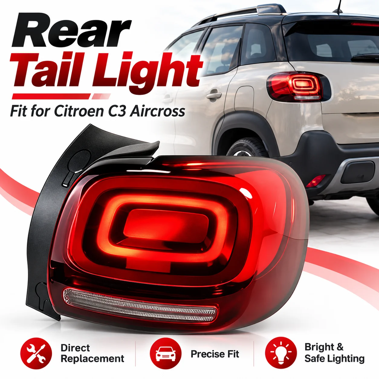 For Citroen C3 Aircross Car Rear Tail Light Rear Lamp Tail Lamp Assembly Left Right Side Replacement Light