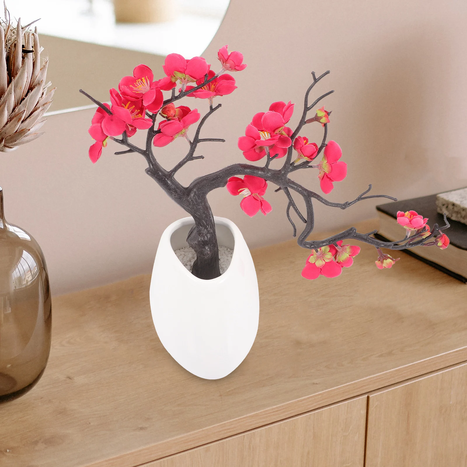 

Simulated Plum Blossom Branches Magnolia Outdoors Fake Pot Faux Artificial Potted Flowers Vase