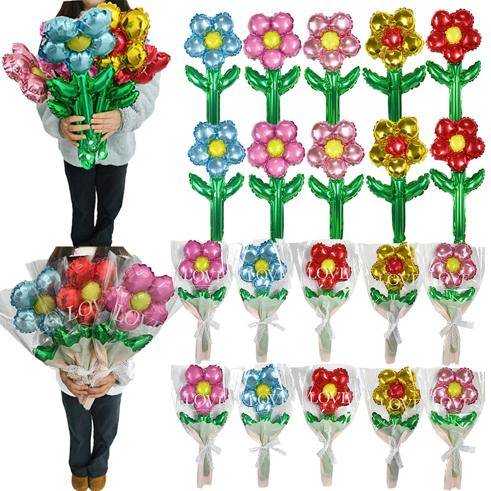 10/20/30 Stück Blumen-Folienballon, 17 x 40 cm, florale bunte blumenförmige Luftballons, Muttertag, Valentinstag, Geburtstag, Party-Dekoration