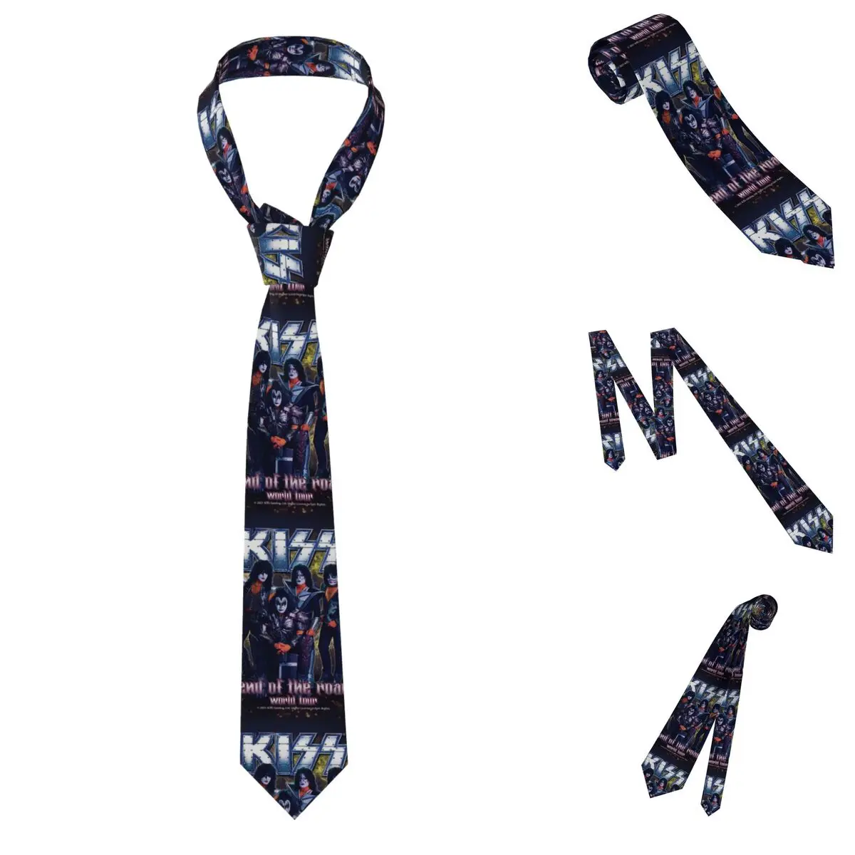 Kiss Rock Band Retor Necktie for Men Silk Polyester Slim Neck Ties Party Suits Tie Casual Gravatas