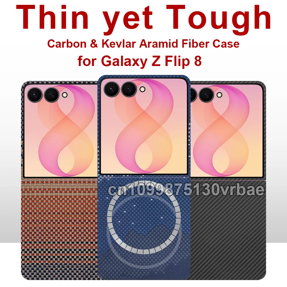 Für Samsung Galaxy Z Flip 8/Z Flip 7 Carbon-Hülle 600D Kevlar Aramid-Faser-Gewebe Dünne Hartschale Magnetisch Schlank Leicht Premium