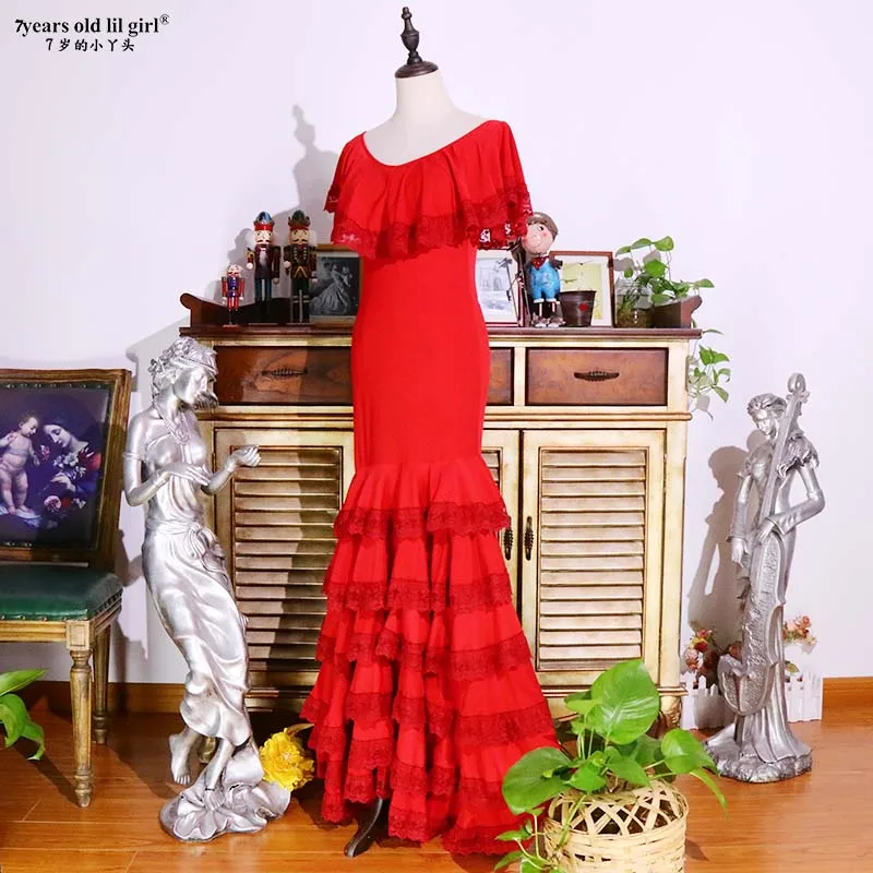 Robe de danse espagnole Flamenco danse moderne italienne jupe pivotante en mousseline de soie épaissie multicouche GI05