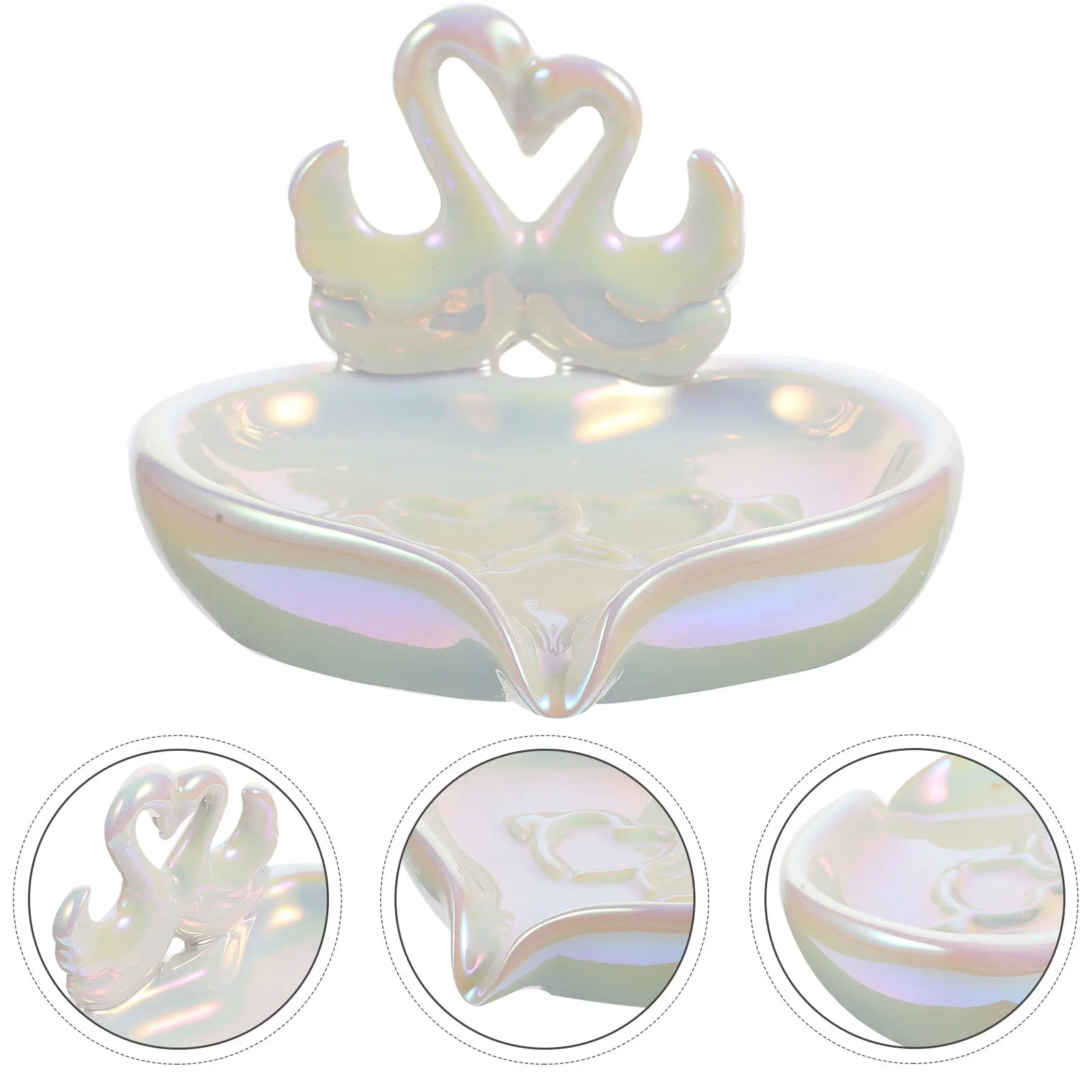 

Swan-Shaped Ceramic Soap Dish with Drainage Function Holder for Bathroom Shower Sink Soap Storage Tray Countertop Organizer