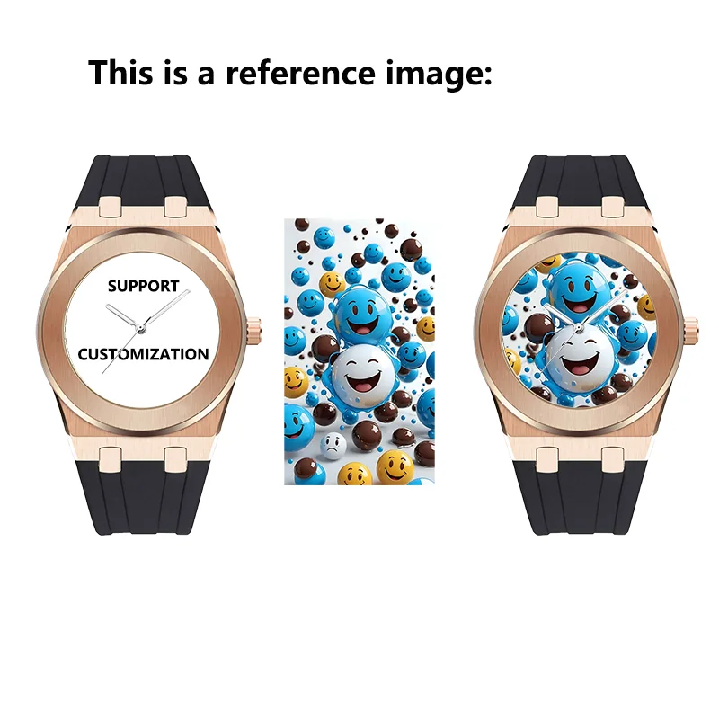 Anpassbare Fotouhr mit personalisierten Bildern. Eine stilvolle und elegante Herrenuhr mit Kautschukarmband. Reloj Mujer Reloj Hombre
