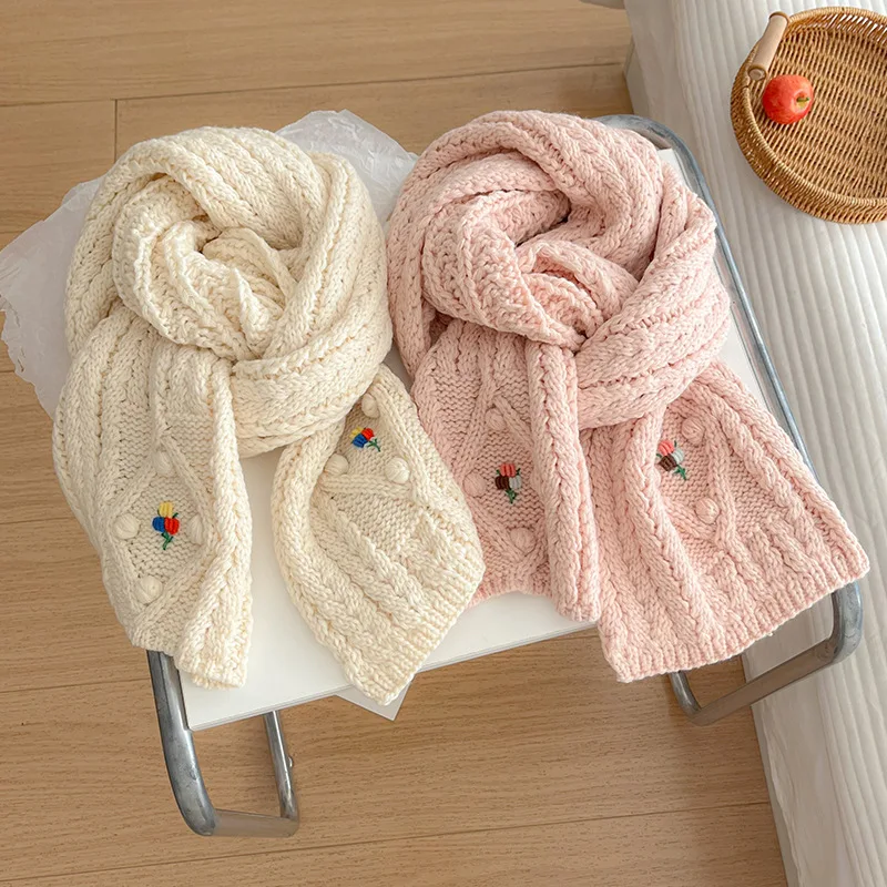 Winter Red Knit Scarf Women Christmas Gift Thick Warm Fashionable Japanese Style