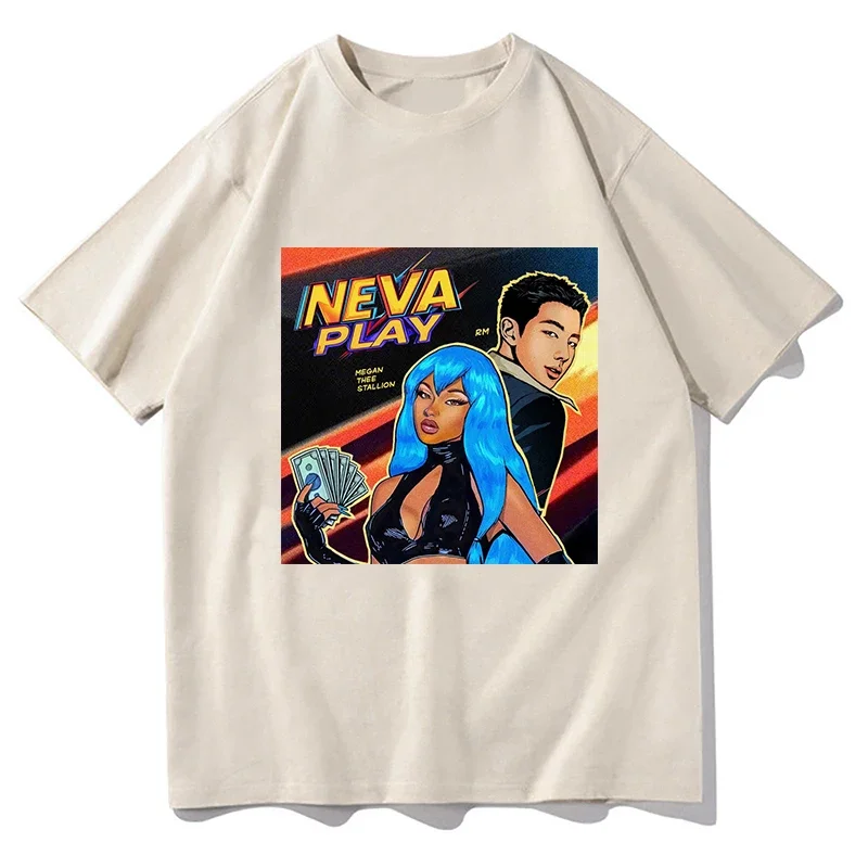 Megan Thee Stallion T-shirt Women Men Vintage Neva Play T Shirt Unisex Cotton Short Sleeve Tshirts Streetwear Aesthetic Clothes