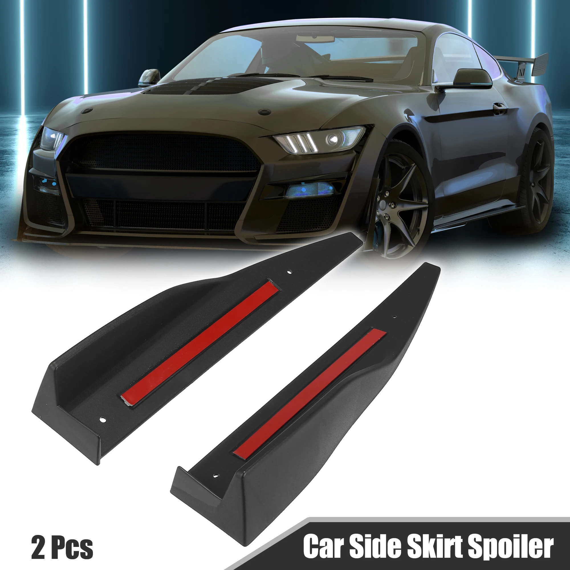 

X Autohaux 2 Pcs Car Side Skirt Spoiler Car Wings Splitter for Ford for Mustang Roush 2015 2016 2017 2018 2019 Black