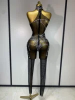 STOCK Sparkly Diamond Women Sexy Mesh Jumpsuit Nightclub Bar Party Show Gogo Dancer Clothing Drag Queen Outfit Stage Costume - Image 3