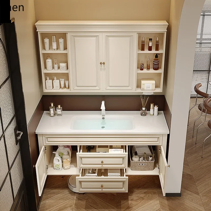 HT  bathroom cabinet combination solid wood ceramic integrated basin washbasin toilet washbasin