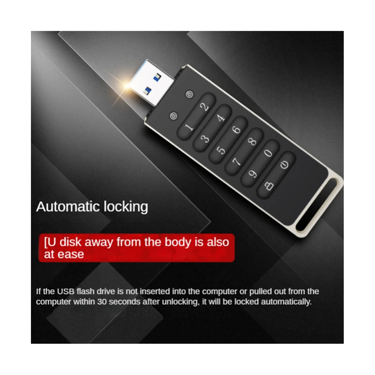 Imagem -04 - Secure Usb Drive Unidade Flash Criptografada Memory Stick com Teclado Disco Usb 3.0 Hardware Preto 128gb