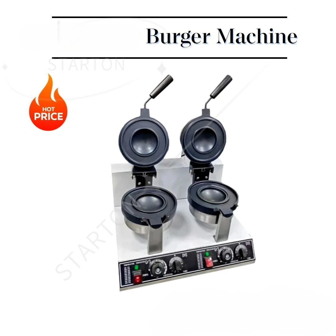 Double Head Rotary Burger Machine 2600W German Gelato Panini Press Ice Cream Waffle Maker