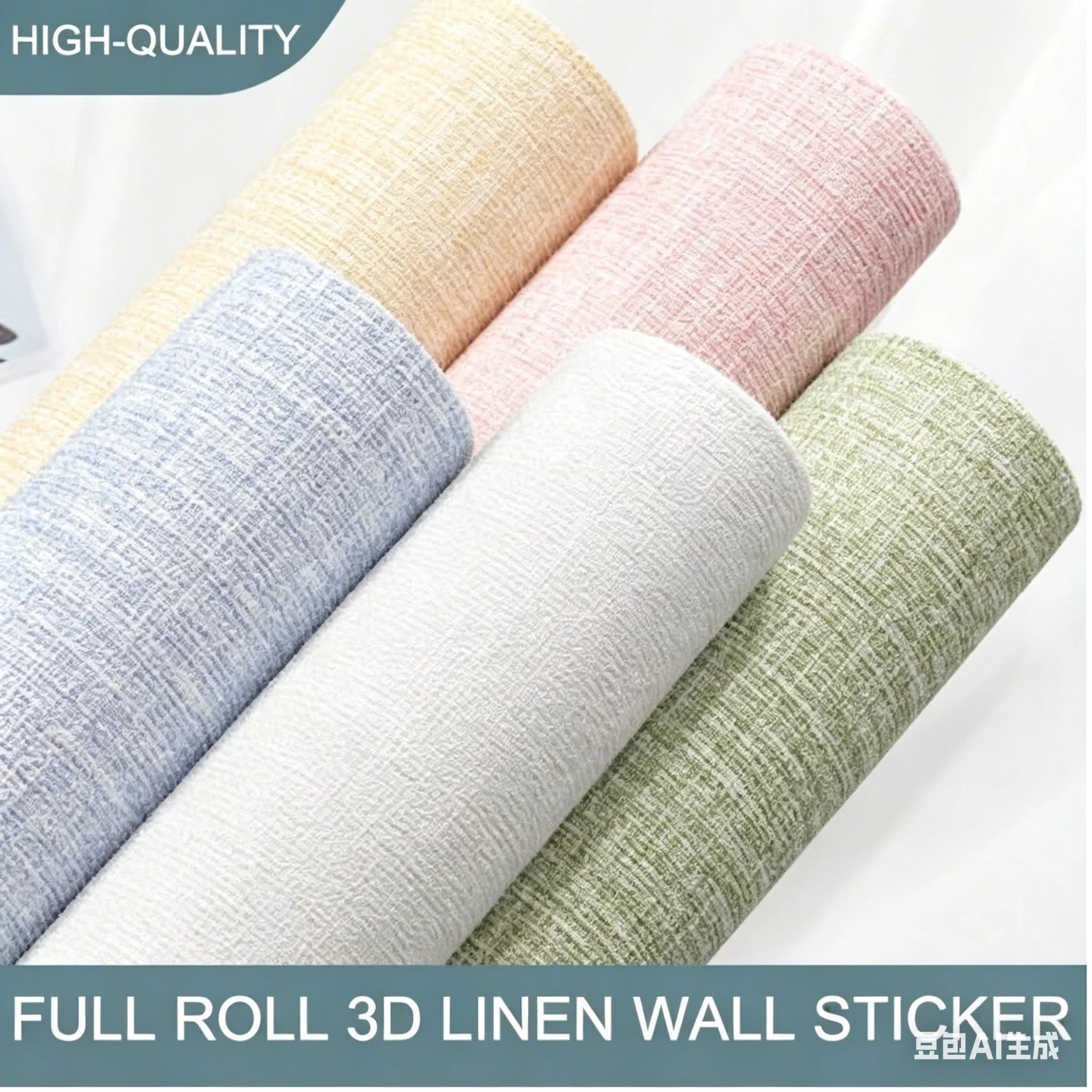 

3D Linen Foam Self-Adhesive Wallpaper, Waterproof PVC Wall Sticker for Home Background Decoration