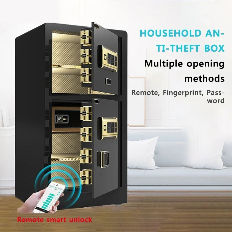 1.2m Hight Safe Box Home Anti-theft Box Small Fingerprint Password Double Door Safe Office Hotel All-steel Safe Deposit Box