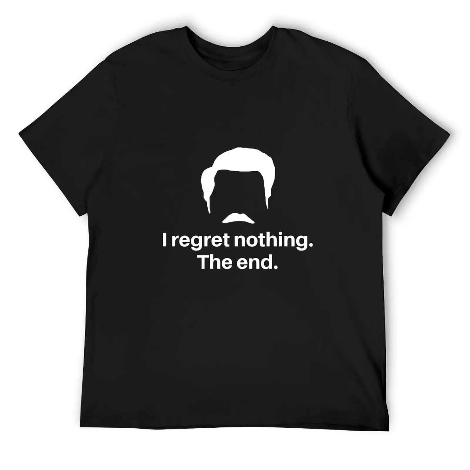 Ron Swanson regrets nothing full black ver. T-Shirt summer top tops blacks shirts graphic tee mens clothing