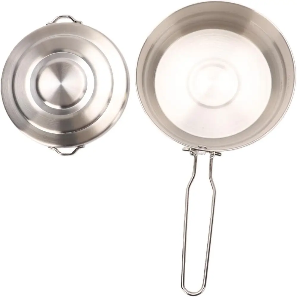 Portable 1.5L Camping Cook Pot Folding Handle With Lid 304 Stainless Steel Lunch Box Practical Outdoor Cookware Picnic