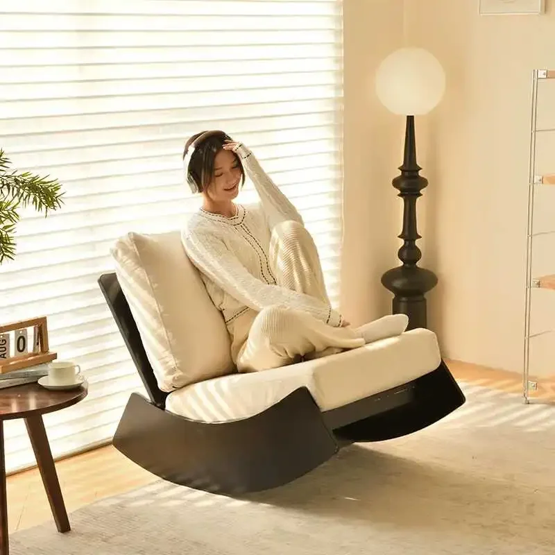 كرسي زلاجات لغرفة المعيشة كرسي هزاز للترفيه كرسي خفيف فاخر للمنزل الجديد وشرفة واحدة من الخشب الصلب #1