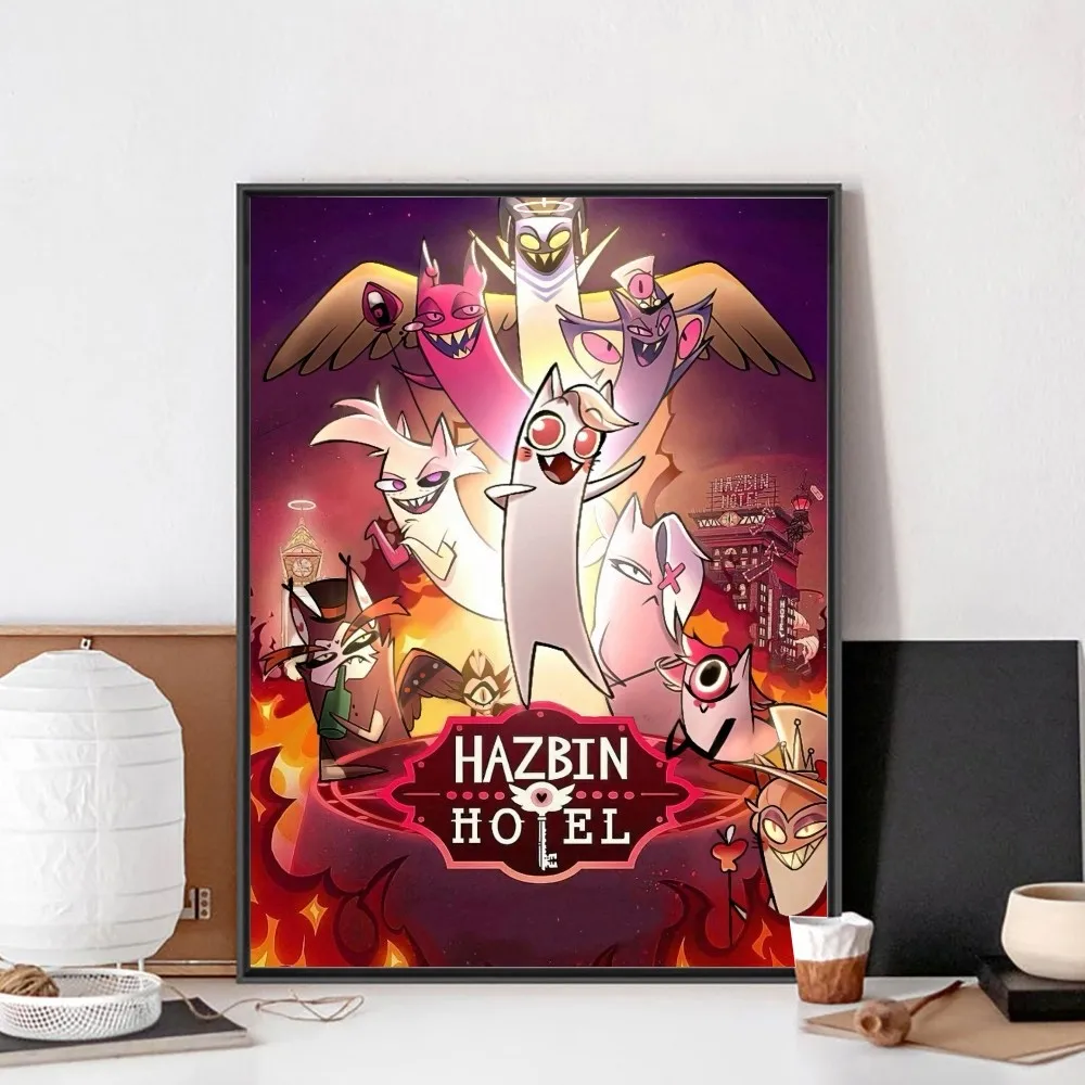 Hazbin H-Hotels Angel Dust Alastor Poster No Framed Kraft Club Bar Paper Vintage Poster Wall Art Painting Bedroom Study Stickers