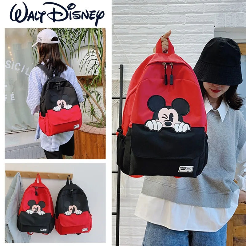 

Disney Mickey Mouse Backpack Anime Student Men Women Nylon Fashion Travel Storage Bag Cartoon Korean Teenage Cute Schoolbag