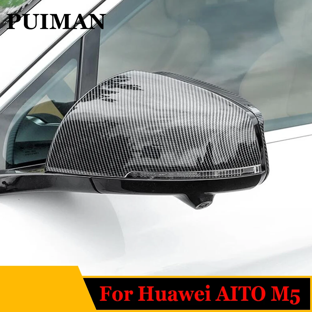 

ABS Carbon Chrome Car Auto Side Rear View Mirror Cover Trim Caps For Huawei AITO M5 2022 2023 2024 Exterior Accessories