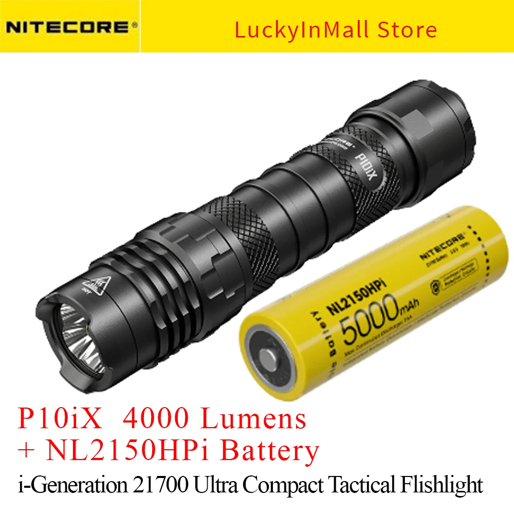 NITECORE P10iX Tactical Flashlight Torch Max 4000 Lumens Beam Distance 158 Meter USB-C Rechargeable Li Battery Hunting Tool