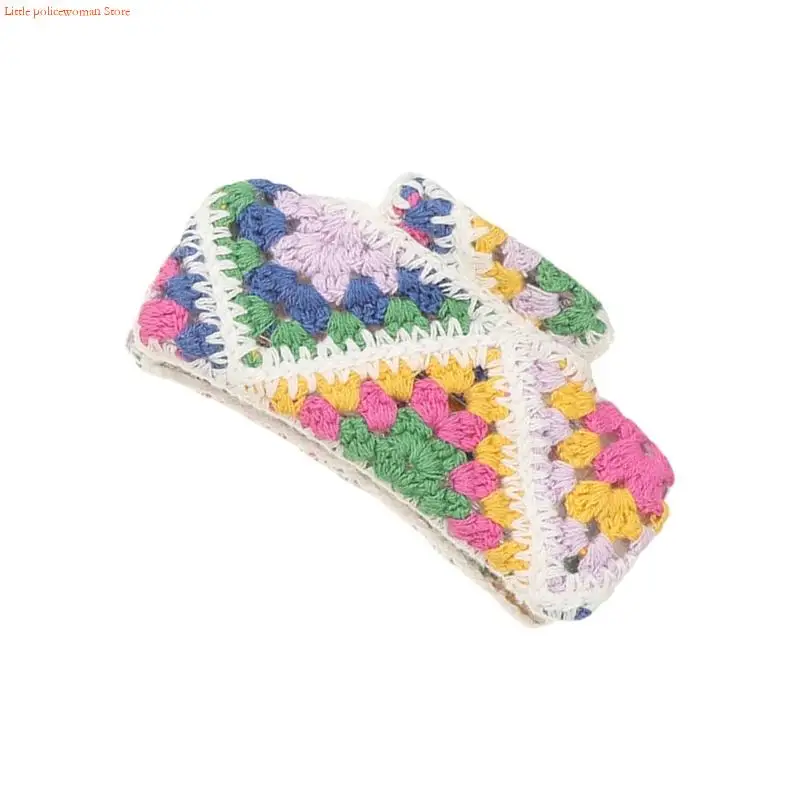 F92D Summer Vacation Hair Claw NonSlip Crochet Hair Clip Bohemian Flower Hair Holder Strong Grip Accessories For Women Travel