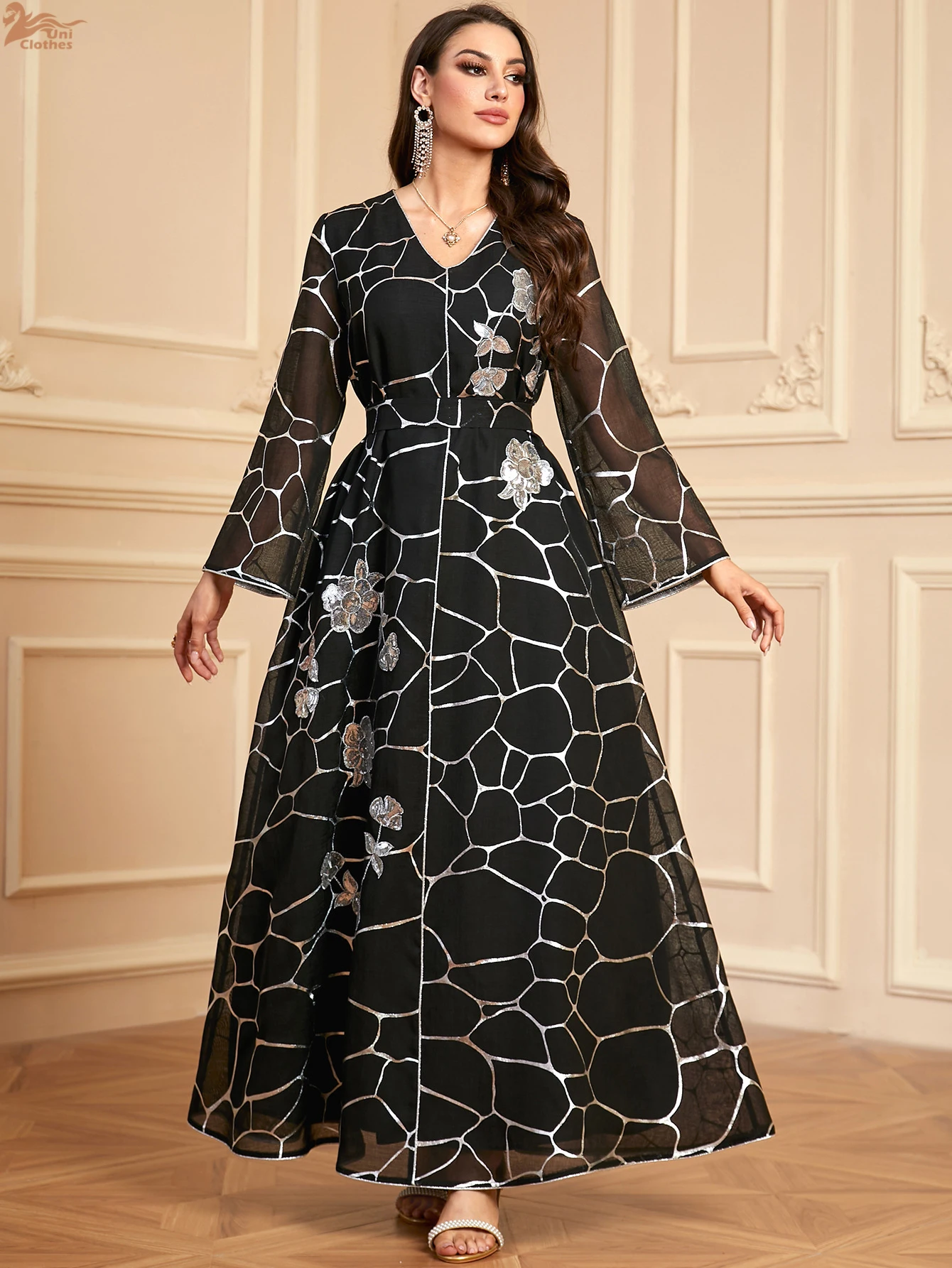 Mode paillettes or estampage musulman Abaya dubaï turquie Islam vêtements de prière robes africaines pour les femmes robe longue caftan