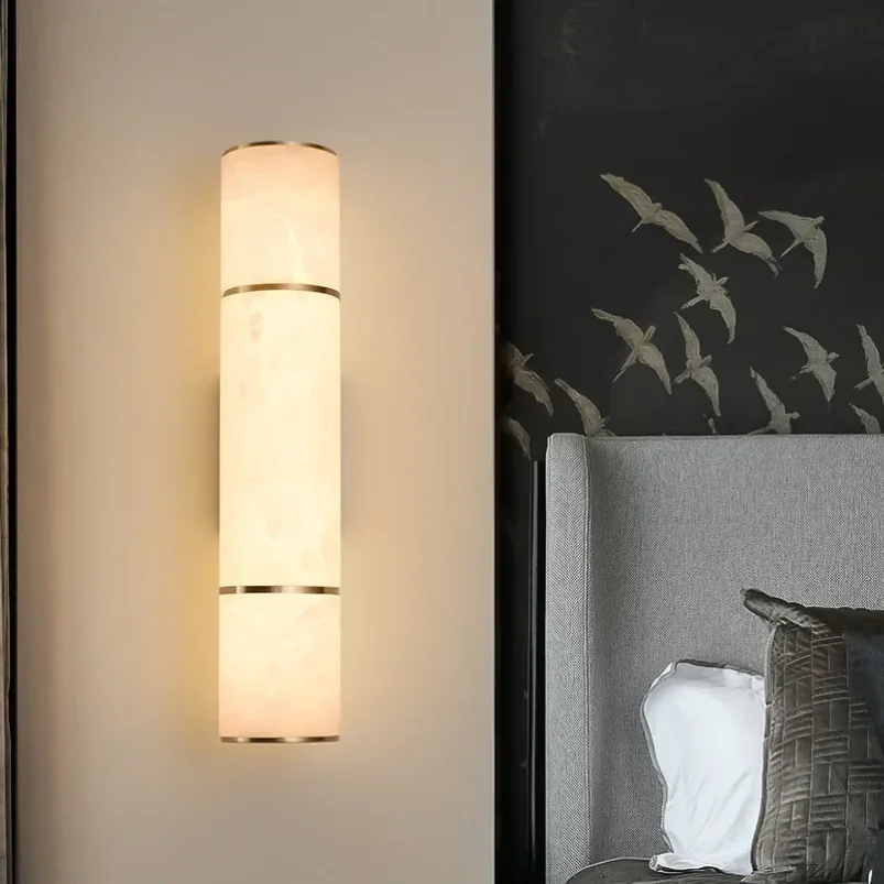 Nordic Moderne Natürliche Marmor Wand Lampe Schlafzimmer Wohnzimmer Hintergrund Wand Hotel Nacht Luxus Kupfer Indoor Hause Decor Glanz