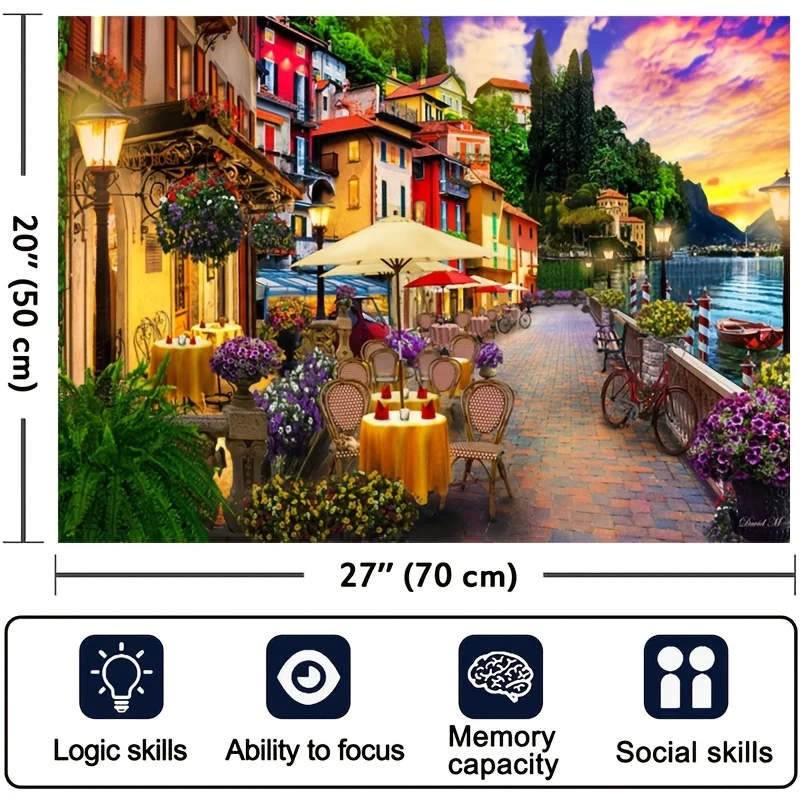 1000 rompecabezas de colores con paisaje para adultos, paseo junto al lago, Navidad, Año Nuevo, Día de San Valentín, cumpleaños, fiestas, padre D