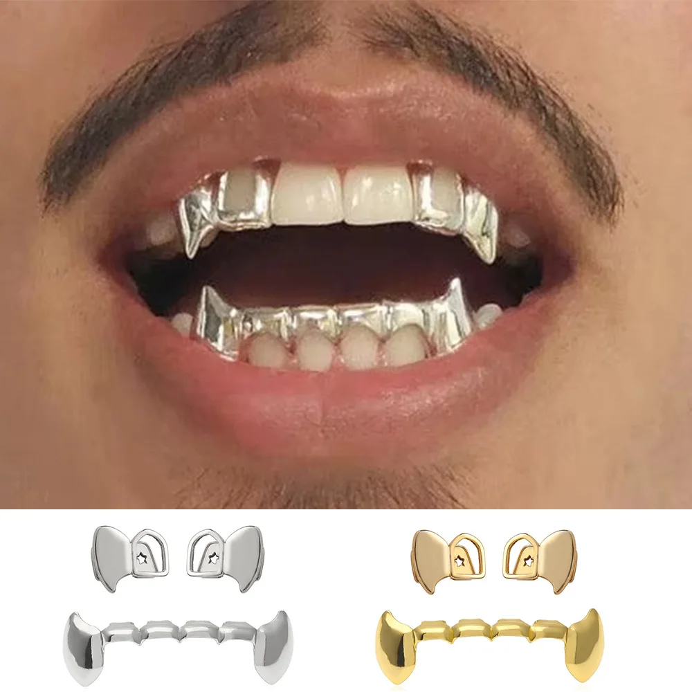 RACHELZ خمر 3 قطعة/المجموعة الجوف الأسنان Grillz الأنياب متماثل لامعة الأسنان قبعات للنساء الرجال المجوهرات هالوين هدية الكريسماس