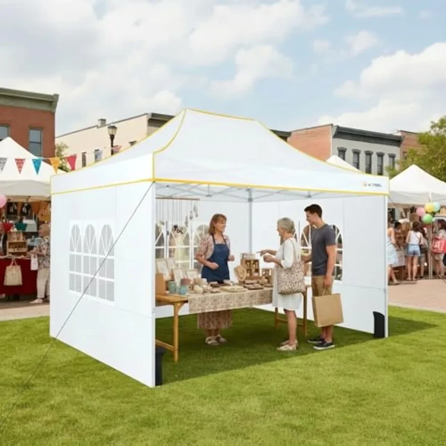 Pop up Canopy Tent for Parties. Ez Up Canopy with Sidewalls Waterproof and UPF 50+, Hexagonal Frame, Outdoor Commercial Instant