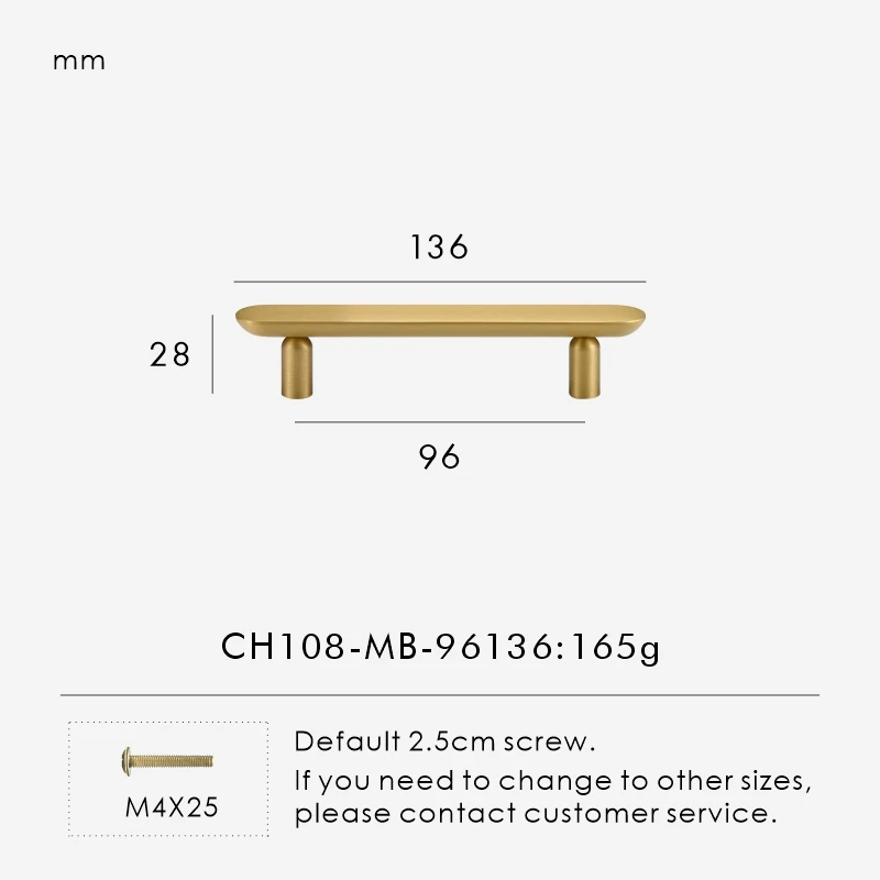 Nurlin massief messing effen minimalistisch Italiaans modern design kastladen T-bar handvat verlengde kledingkast kastdeur pull CH108