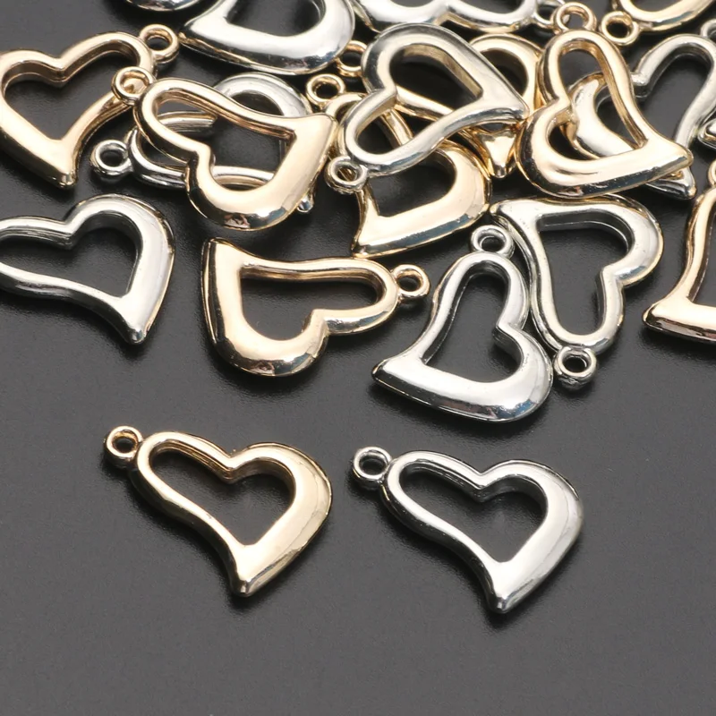 17x22mm 50pcs Love Heart Pendants Acrylic Beads Necklaces Bracelets CCB Spacer Beads For Jewelry Making DIY Jewelry Accessories