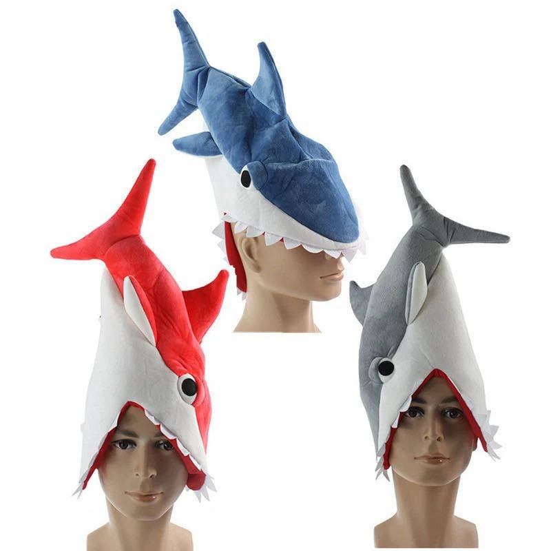 

60CM Festive Creative Shark Hat Plush Toy Shark Man-eating Party Costume Shark Plush Toy for Children's Festival Birthday Gift