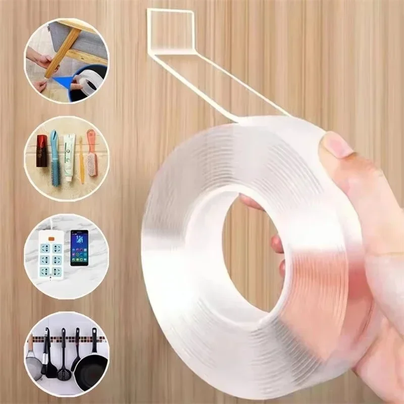 1-5m Nano Tape Tracsless Double Sided Tape Transparent No Trace Reusable Waterproof Adhesive Sticky Heavy-duty Two Side Tape