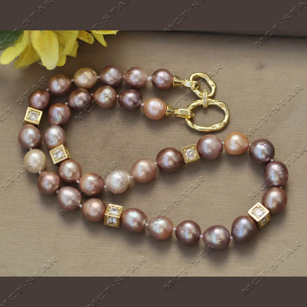 

MCT·STAR Только один 19-дюймовый 12-миллиметровый великолепный фиолетовый лавандовый почти круглый жемчужный куб Эдисона Кеши с цирконием (Z14380)