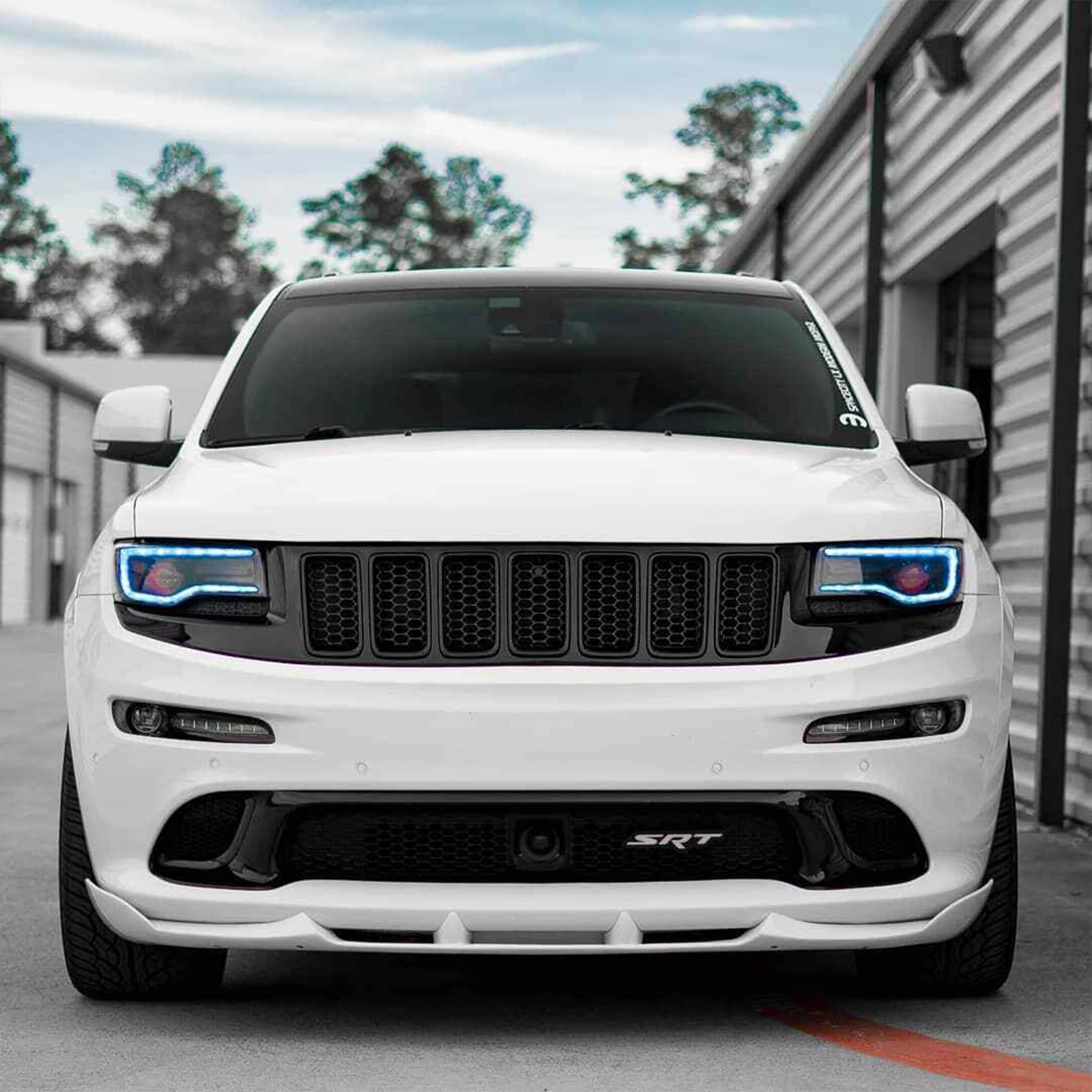 3PCS For Jeep Grand Cherokee SRT 2012 -2016 SRT8 Car Front Bumper Lip Splitter Spoiler Carbon Fiber Style Body Kit White Red