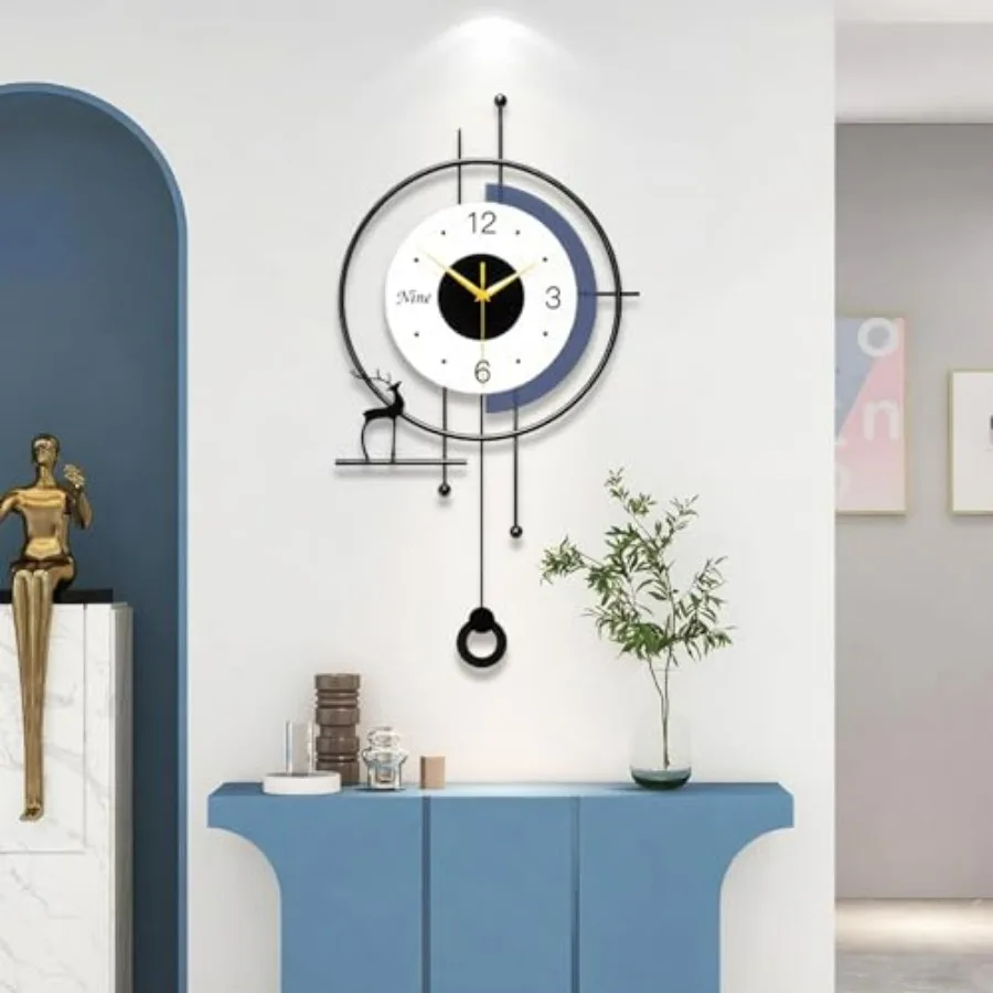 

Large Wall Clock for Living Room Decor Modern Pendulum Wall Clock Silent Non-Ticking Battery Operated 25inch Designer Wall Cloc