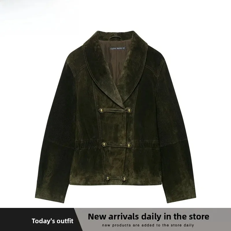 Fashionable Early Autumn New Women's Jacket ZR Style Rope Knot Button Polyester Fiber Long Sleeve Regular Length Double Button