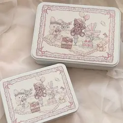 Cartoon Kpop Photocards Desktop Storage Iron Storage Box Small Card Stickers Tapes Storage Box Stationery Office Supplies