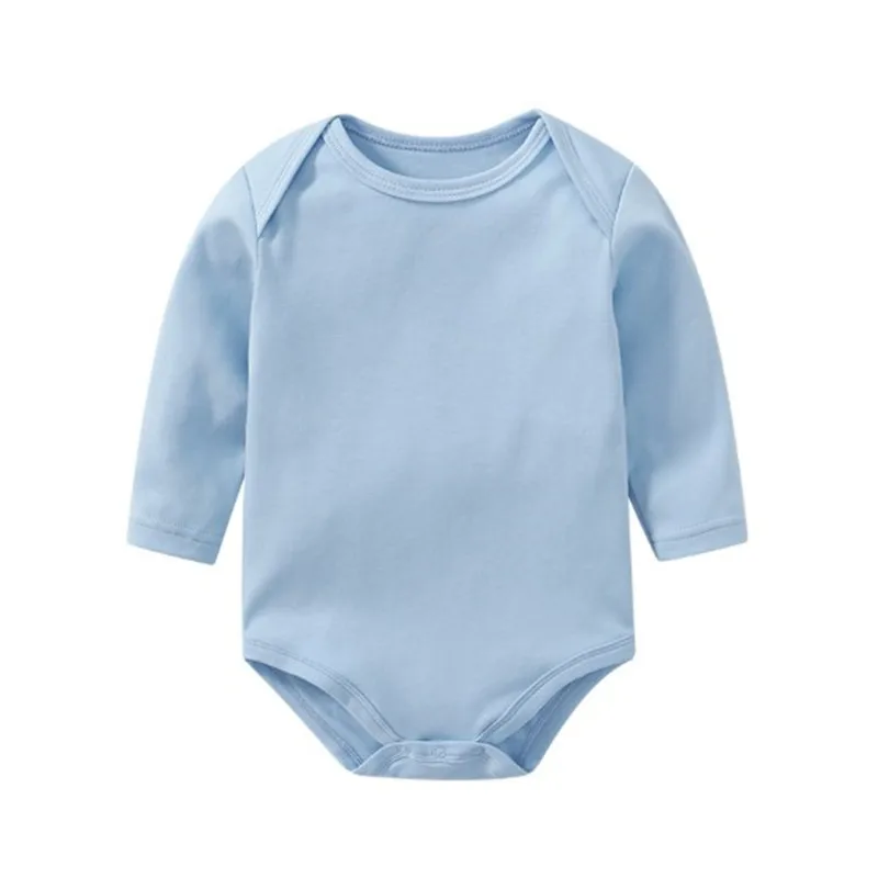 Promotional Good Quality Baby Girls Boys Long Sleeved Cotton Solid Bodysuit Infant Jumpsuit Newborn to 24M