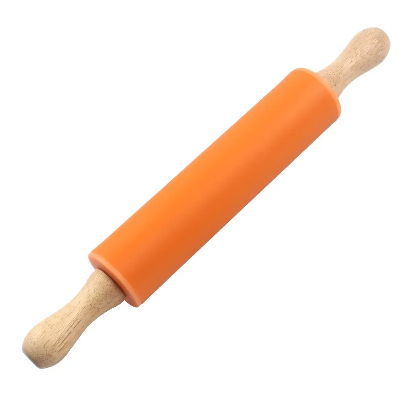 1Pcs Silicone Non-stick Fondant Rolling Pin for  Fondant Cake Dough Roller Decorating Cake Roller Crafts Baking Cooking Tool