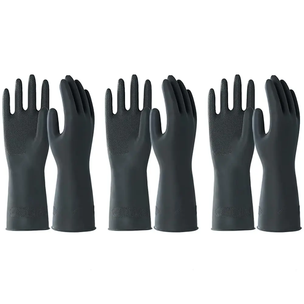 

Free Shipping Heavy Duty Black Rubber Gloves for Cleaning - Non-Slip Grip Palm, Thick Household Gloves for Women, Kitchen Dishwa