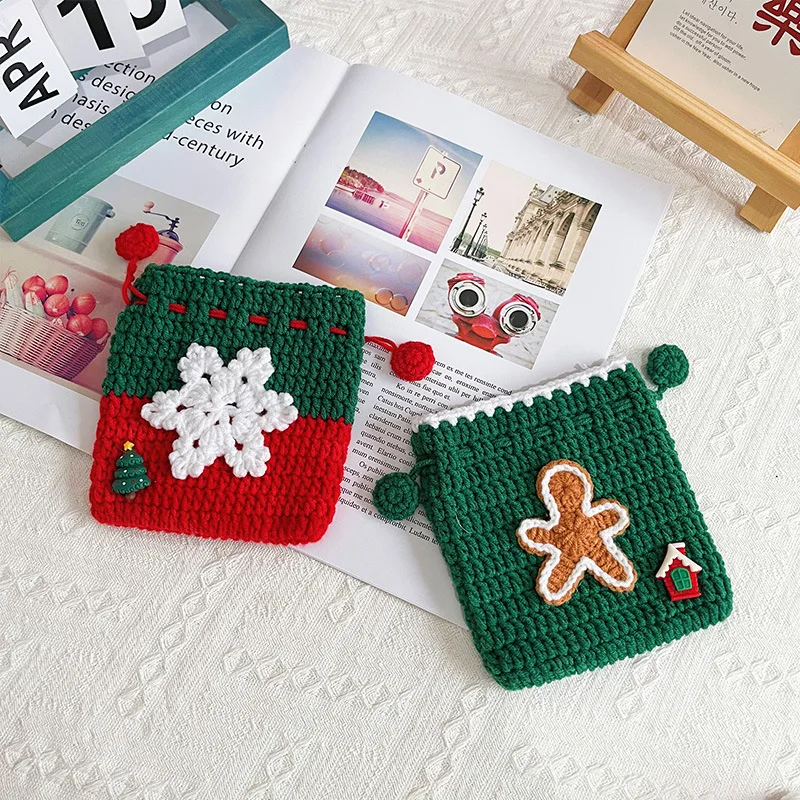 Bolsas de almacenamiento de ganchillo a mano DIY, árboles de Navidad, Papá Noel, exquisitos regalos de navidad