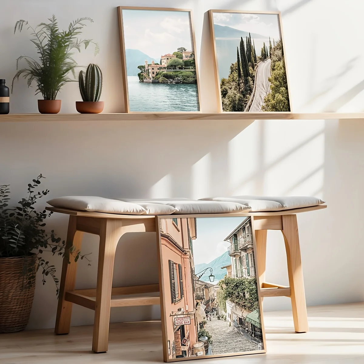 3 قطعة بحيرة إيطاليا كومو المناظر الطبيعية قماش طباعة السفر التصوير صور الجدار ملصق فني لغرفة المعيشة الحديثة ديكور المنزل #3