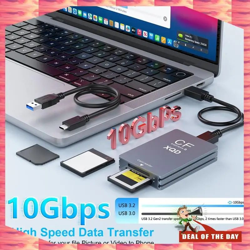 24-Hour Delivery Dual-Slot USB 3.2(10Gbps) For Sony G/M Series, Lexar 3 In 1 Cfexpress Type B/XQD SD Card Reader, Memory Card Re