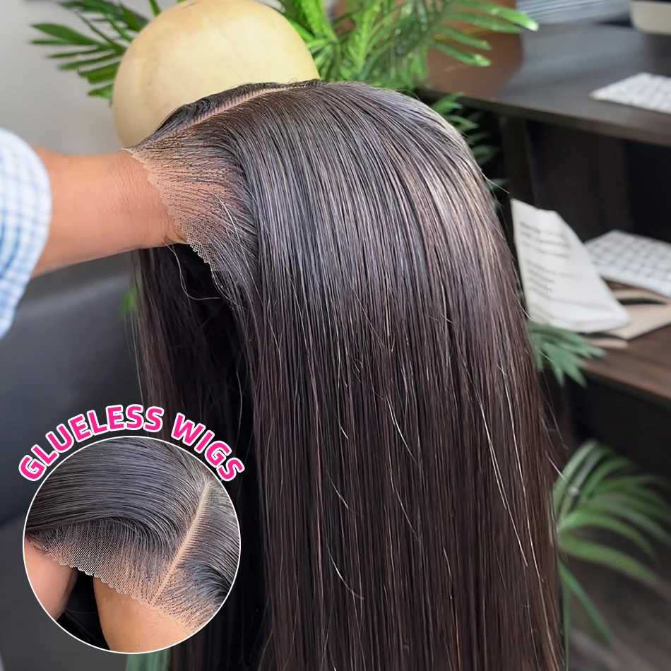 

Wear And Go 5x5 13x6 Прямой бесклеевой парик из человеческих волос Готов к ношению Бразильские парики с застежкой спереди для чернокожих женщин Предварительно сорванные